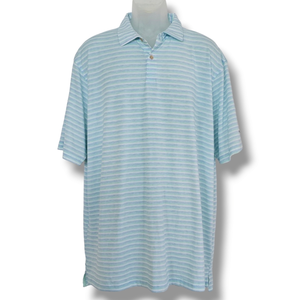 Peter Millar Polo Mens Size XL Blue Green Performance Golf Lightweight Shirt